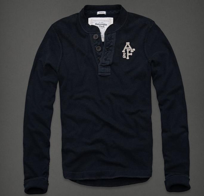 Abercrombie Fitch Hombres Ponte de pie de cuello Largo Remera AF6173